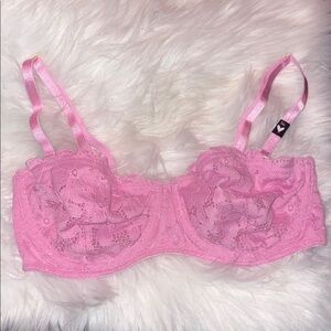 Victoria's Secret NWT Sz 34C Pink Lace Bra Removable Straps Unlined Underwire